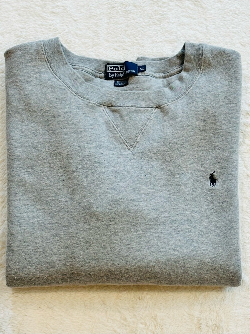Vintage Polo Ralph Lauren Crewneck Sweatshirt XL Ultra Boxy Oversized Grey 90s